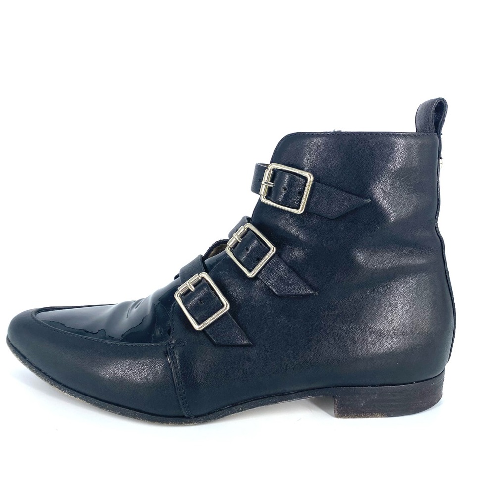 Jimmy Choo Black Leather Buckle Ankle Boots